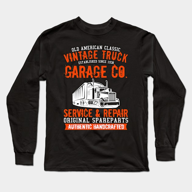 Vintage truck garage co Long Sleeve T-Shirt by graphicganga